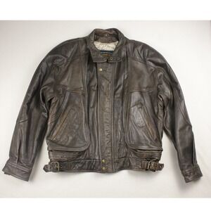 Vintage Wilsons Adventure Bound Leather Jacket Mens M Brown Distressed Grunge